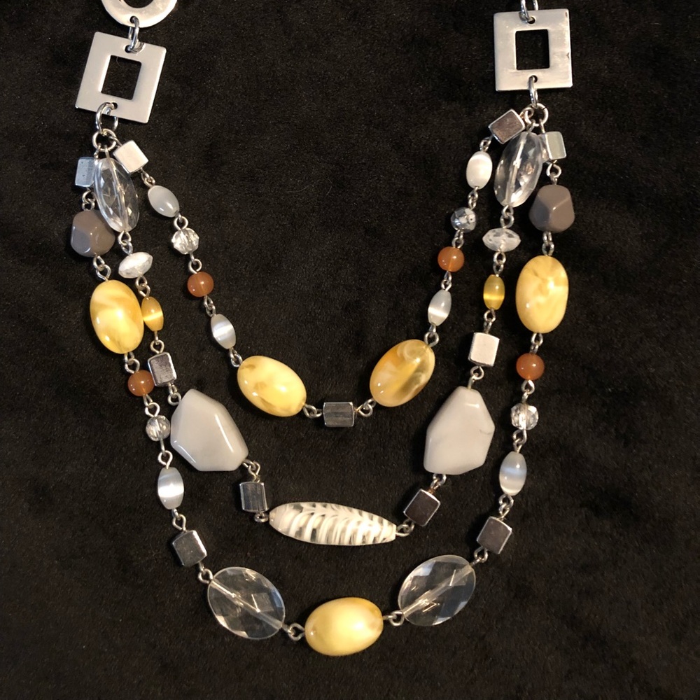 Lia Sophia multi-layer yellow and silver necklace